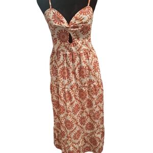 Ann Av Elegant Orange Floral Midi/Maxi Dress